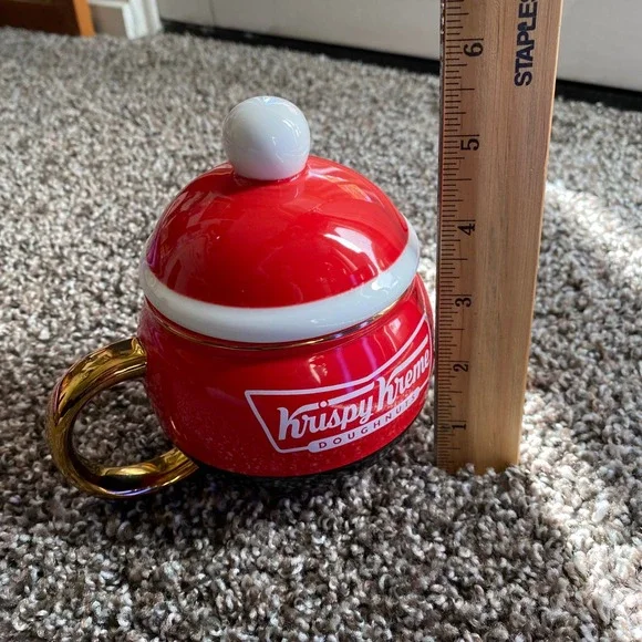 Krispy Kreme Santa Mug With Lid Gold Handle Christmas Holiday Festive Drinkware - Picture 5 of 6